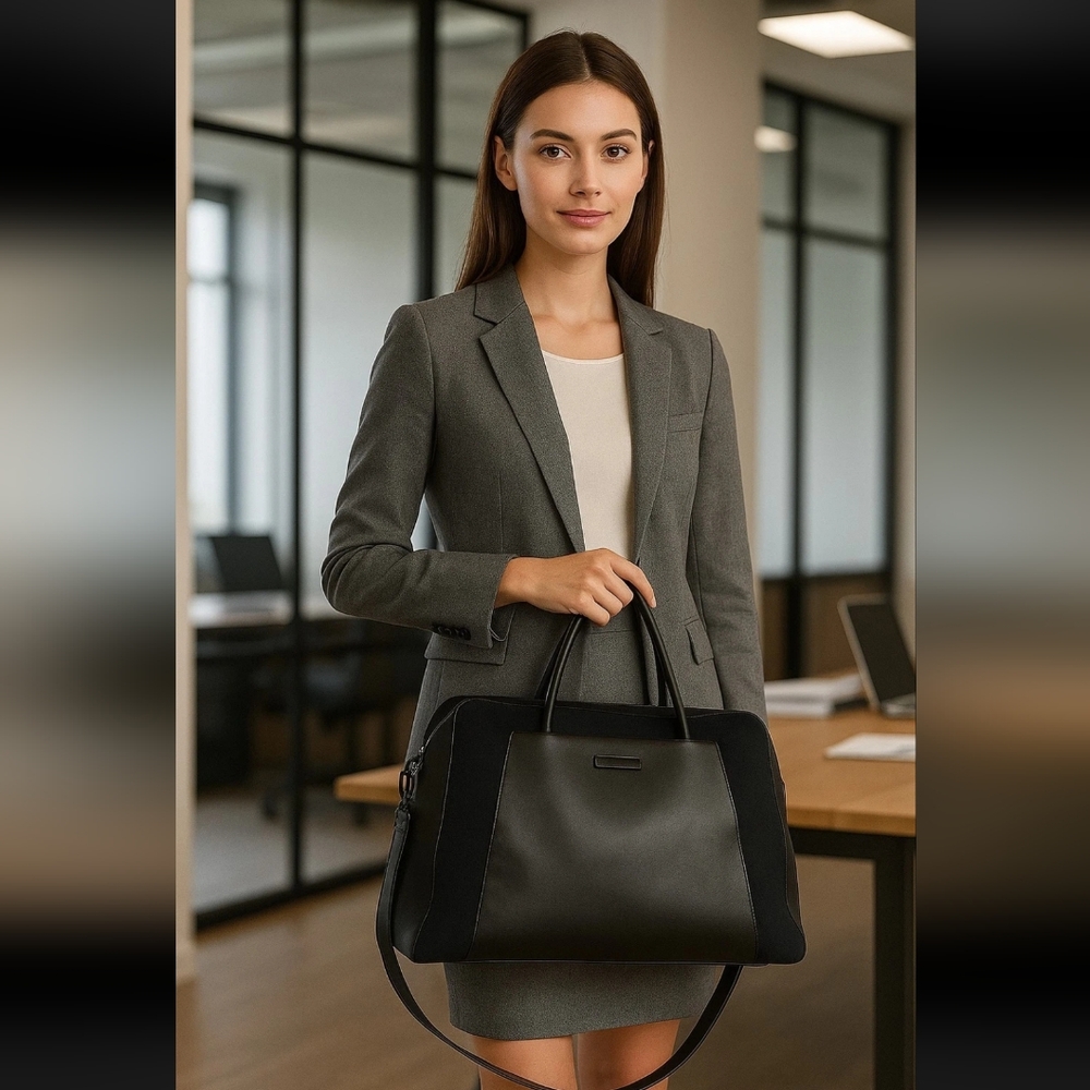 Tumi Executive Laptop Travel Shoulder Leather Neoprene Large Bag